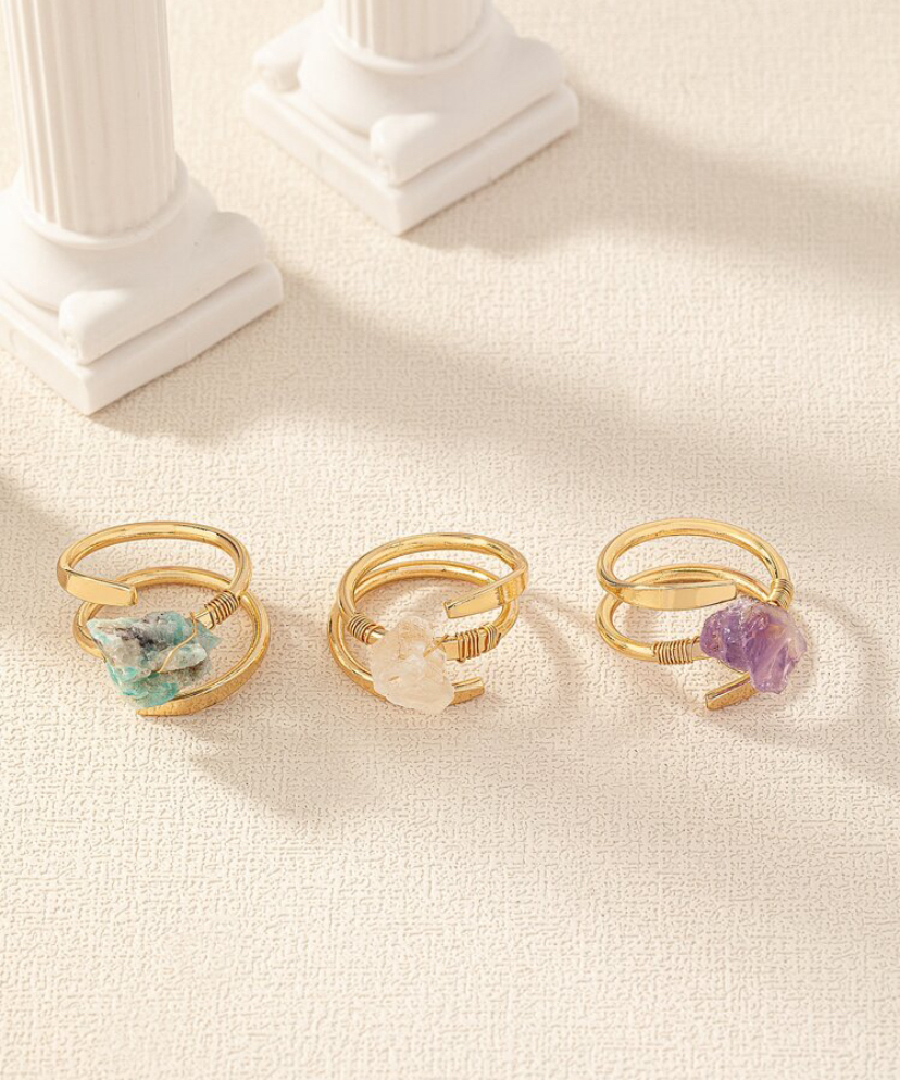 Natural Stone Wrap Rings