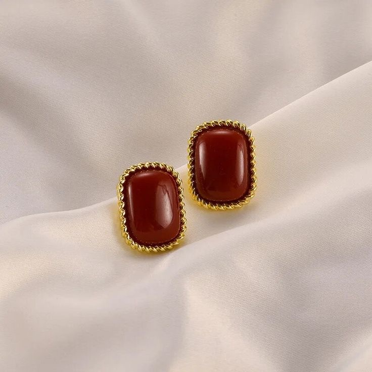 Burgundy Stud Earrings