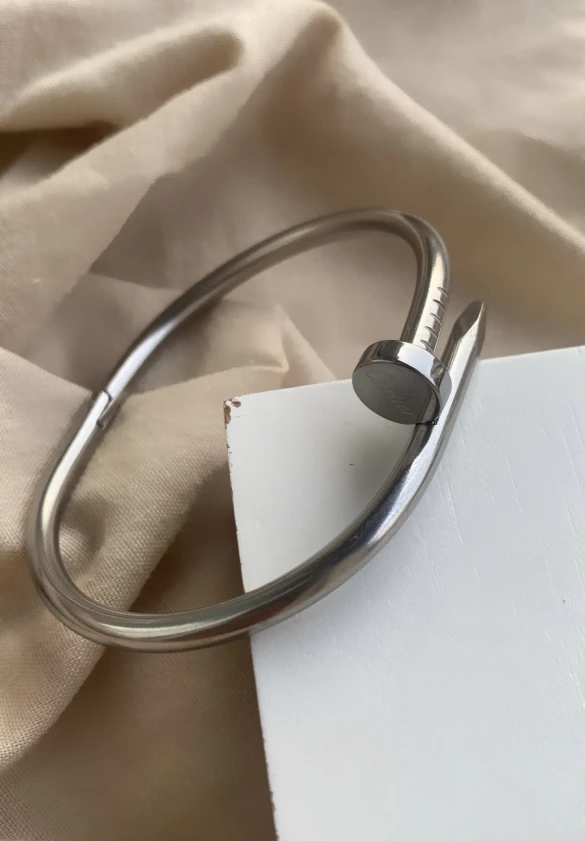 Silver Cartier Nail Bangle
