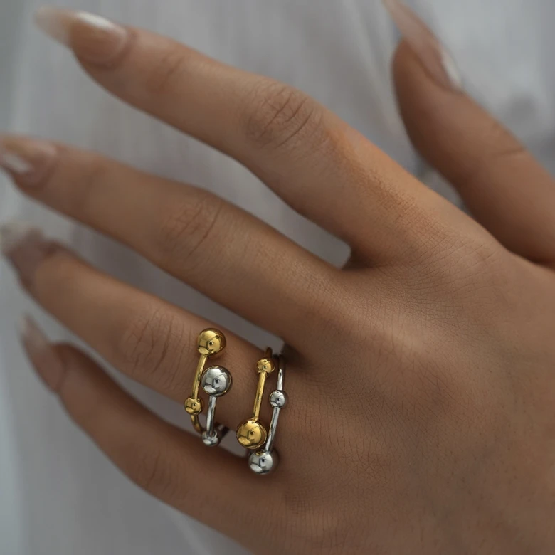 Mixed Metal Sphere Ring