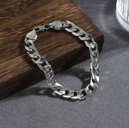Thick Silver Chain Bracelet