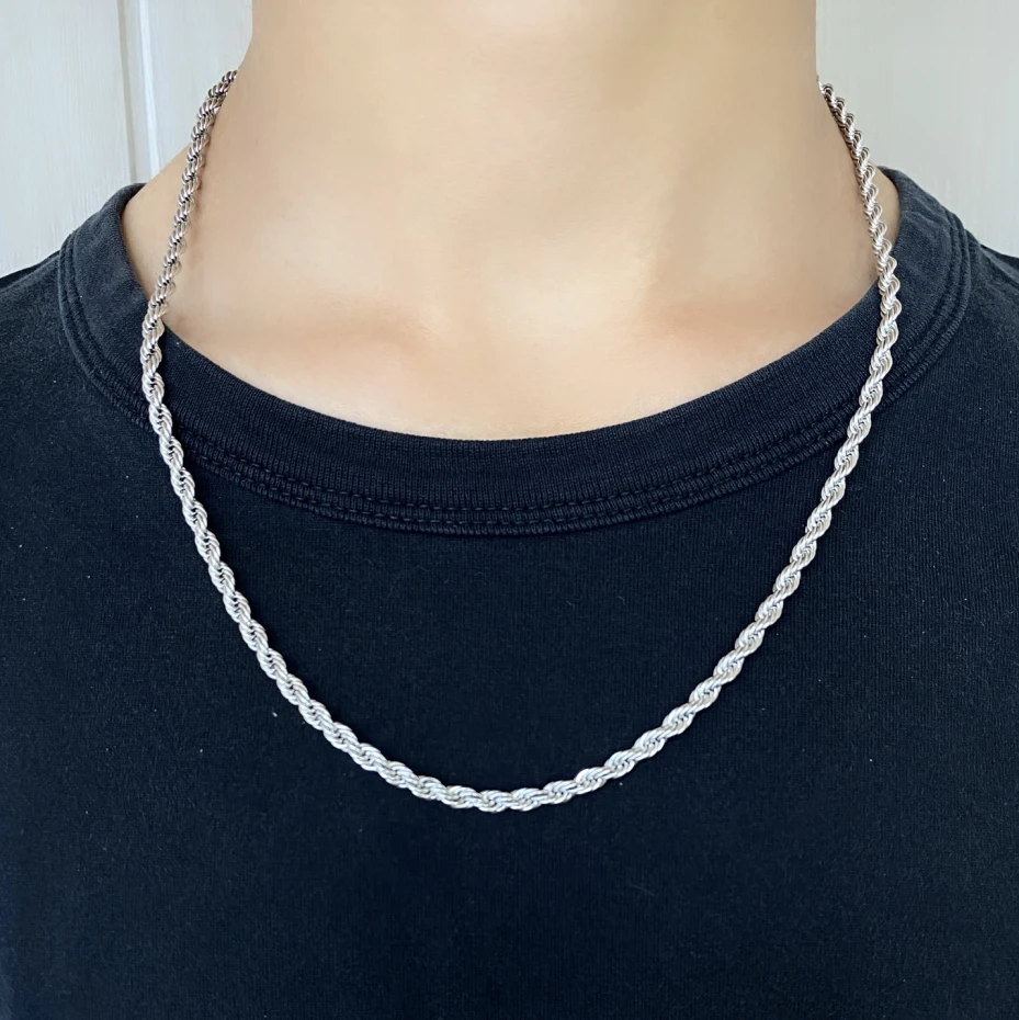 4mm Twisted Silver Chain